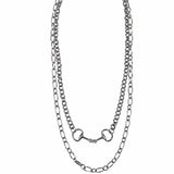 18k Gold Plated Layered Bit Necklace - White Gold