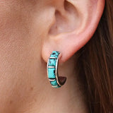 Faux Turquoise Inlay Hoop Earrings