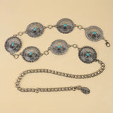 Detailed Chain Concho Belt w/ Stone