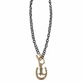 Two-Tone Chain Necklace w/ Horseshoe Pendant