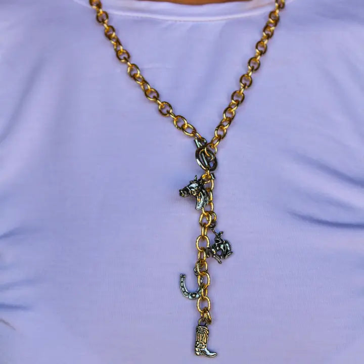 Two-Tone 18k Gold Plated Western Y Necklace