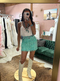 Rodeo Baby Fringe Skort- Mint