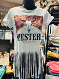 Western Skull Fringe Tee