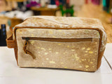 Cowhide Travel Bag - Brown/Gold Metallic