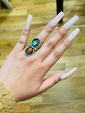 Long Turquoise/Red Ring: Size 6