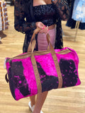 JAXNHULL Hot Pink Metallic Cowhide Weekender