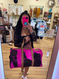 JAXNHULL Hot Pink Metallic Cowhide Weekender