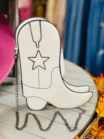Cowgirl Boot Cross Body Purse- White