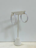 Glitter Hinge Hoops- White