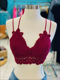 Desert Flower Padded Lace Bralettes Burgundy / Small Accessories