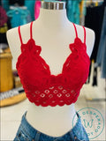 Desert Flower Padded Lace Bralettes Red / Small Accessories