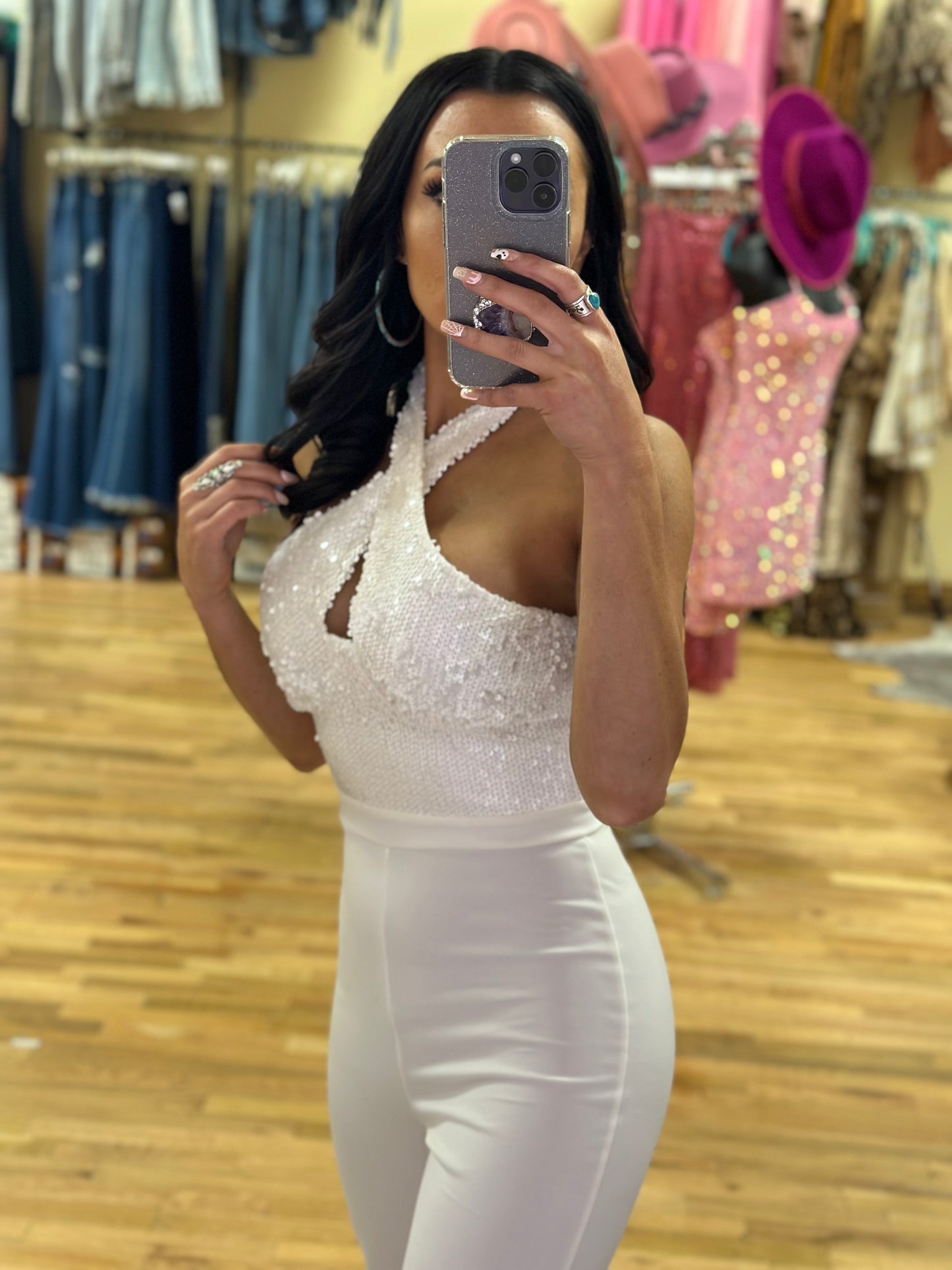 Hera Sequin Jumpsuit- Ivory