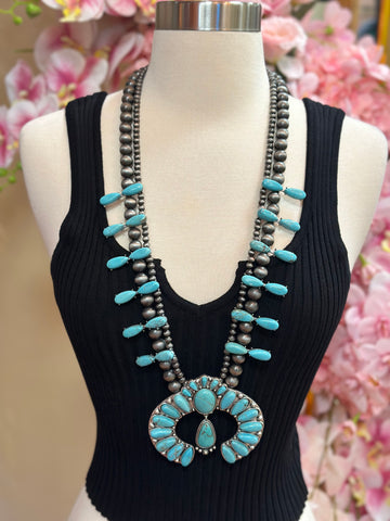 Full Faux Squash Turquoise Necklace
