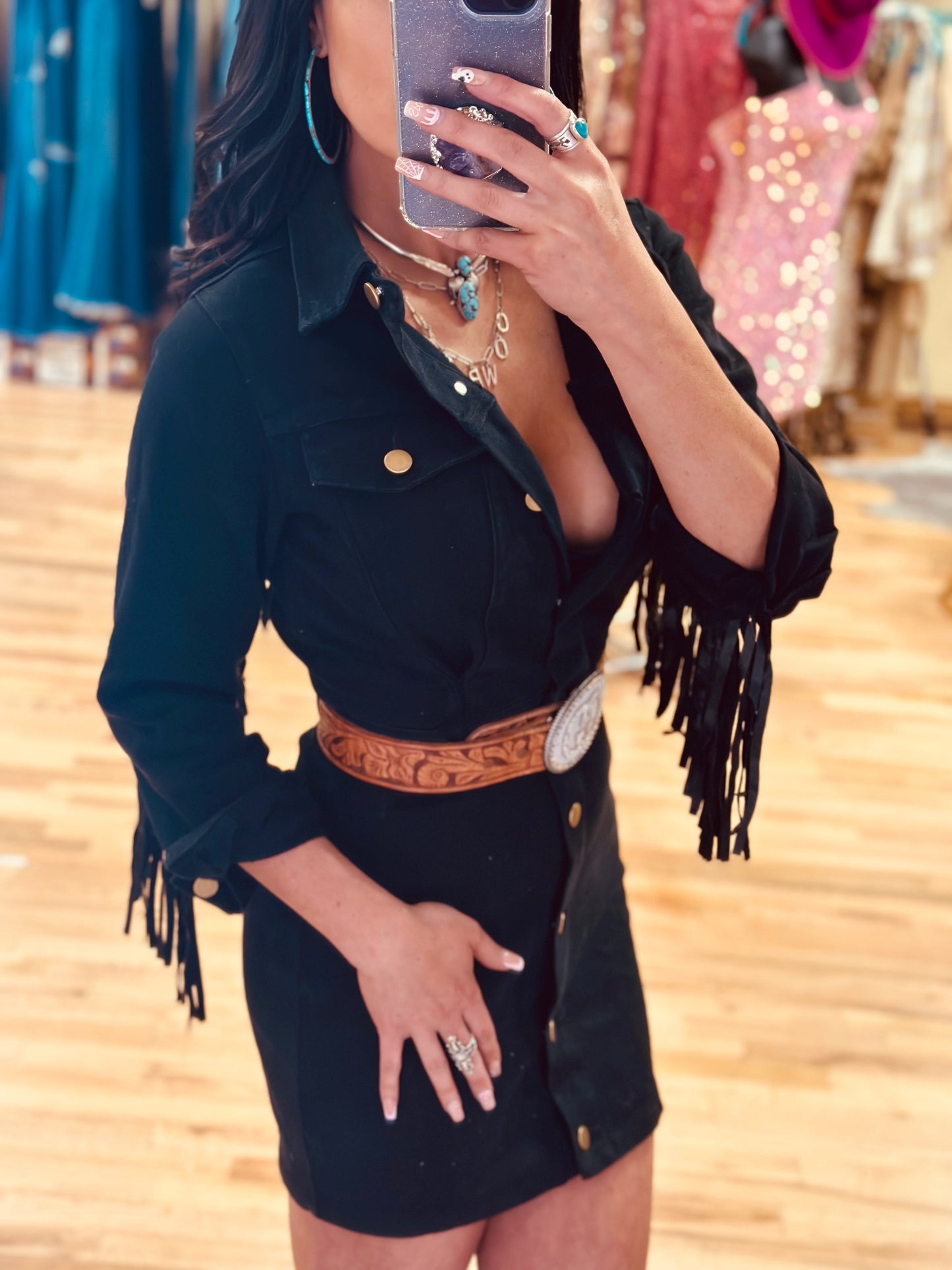 Sami Fringe Denim Dress