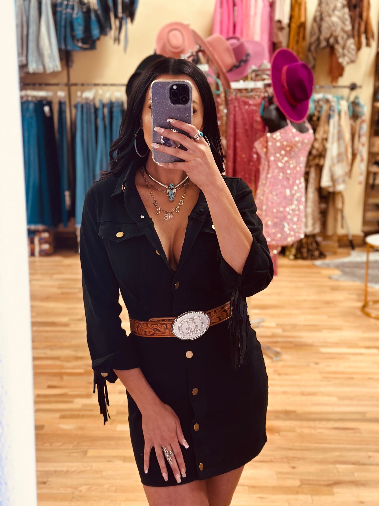 Sami Fringe Denim Dress