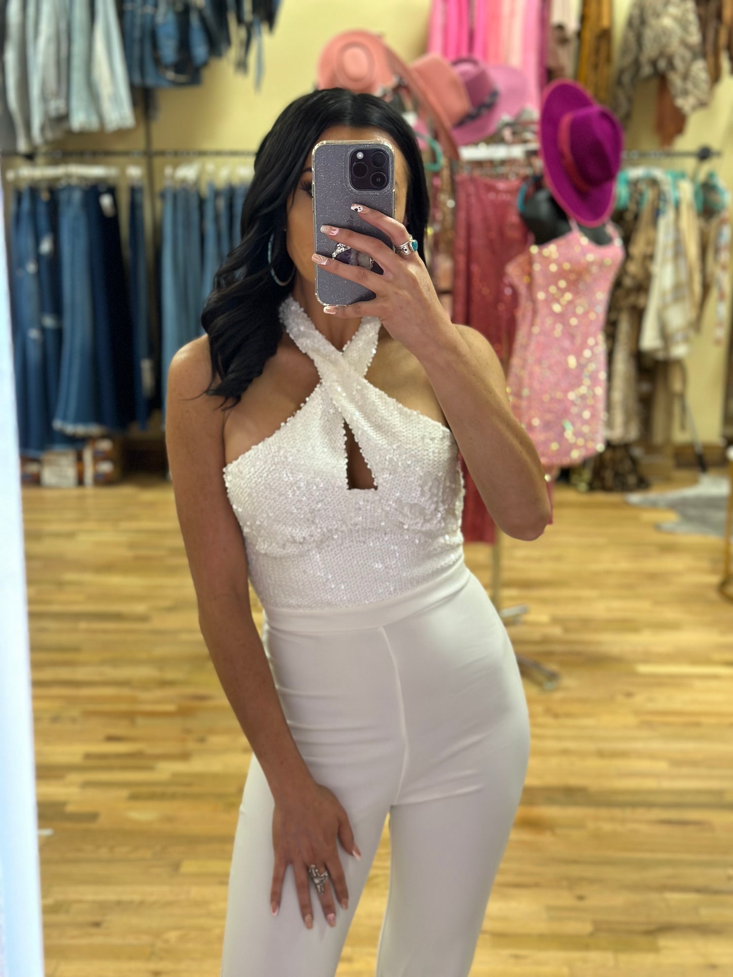 Hera Sequin Jumpsuit- Ivory