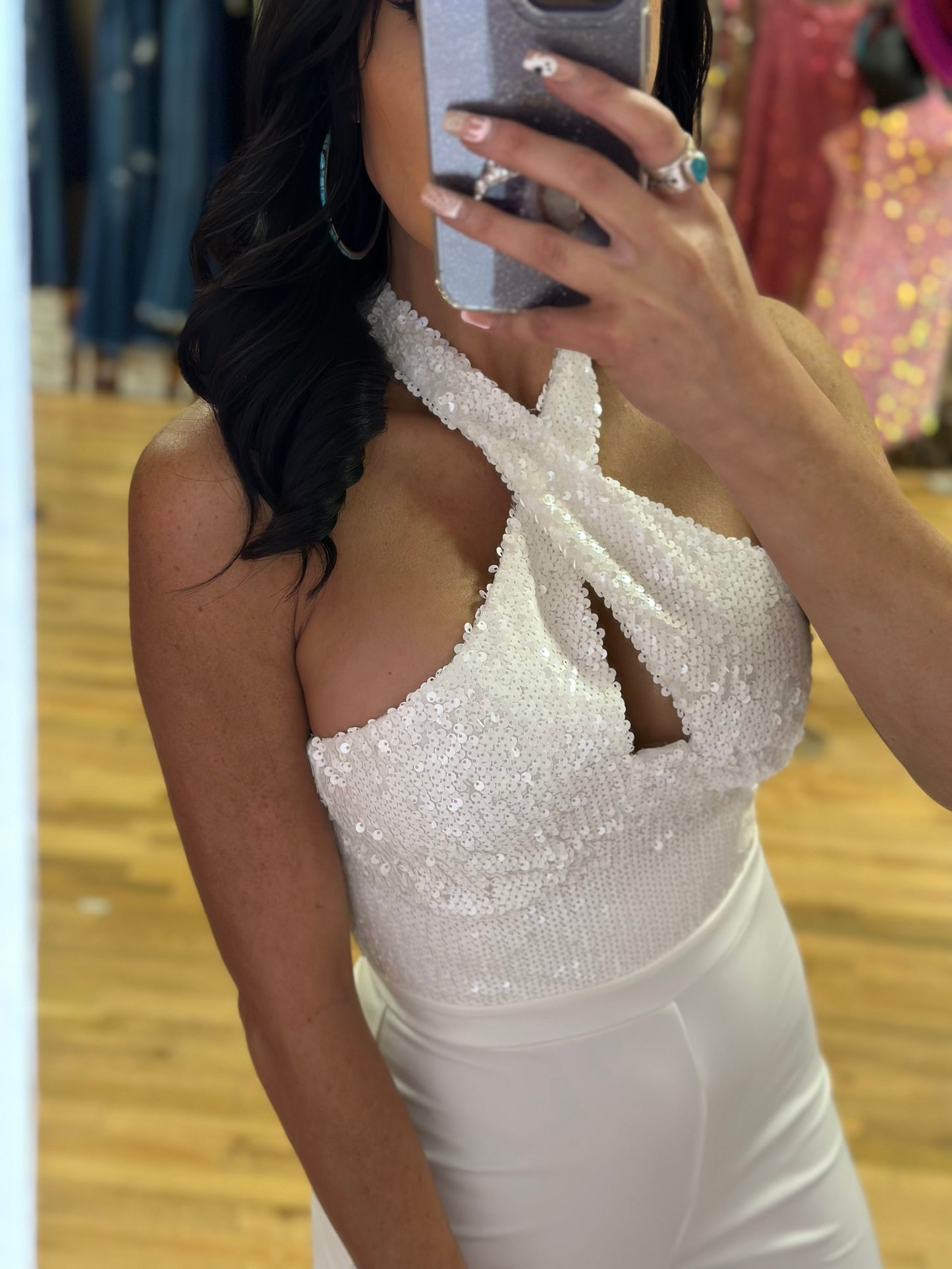 Hera Sequin Jumpsuit- Ivory