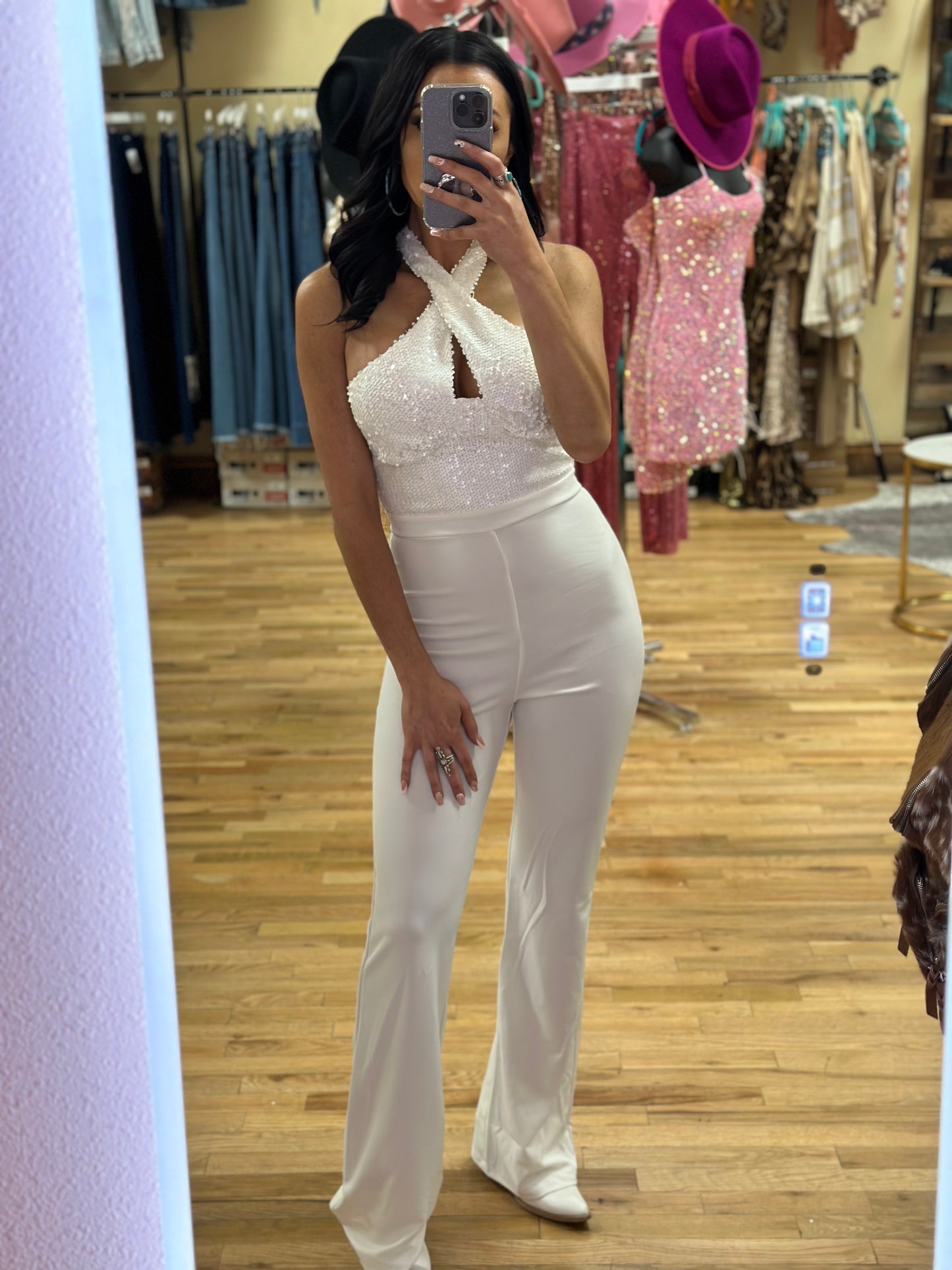Hera Sequin Jumpsuit- Ivory