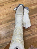 The Leah Boho Embroidered Boots- Bone
