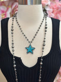 Long Lone Star Turquoise Pendant Necklace