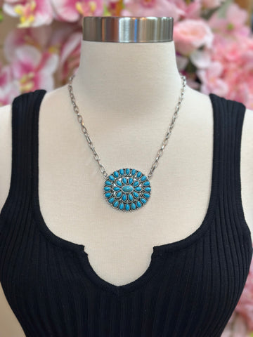 Samantha Turquoise Cluster Necklace