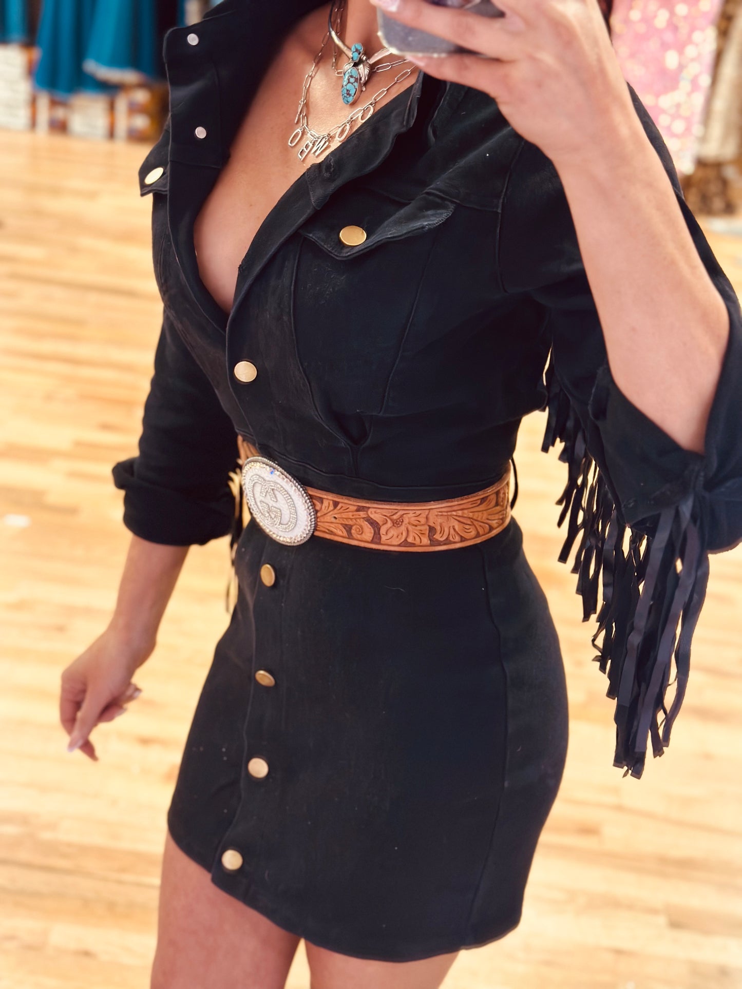 Sami Fringe Denim Dress