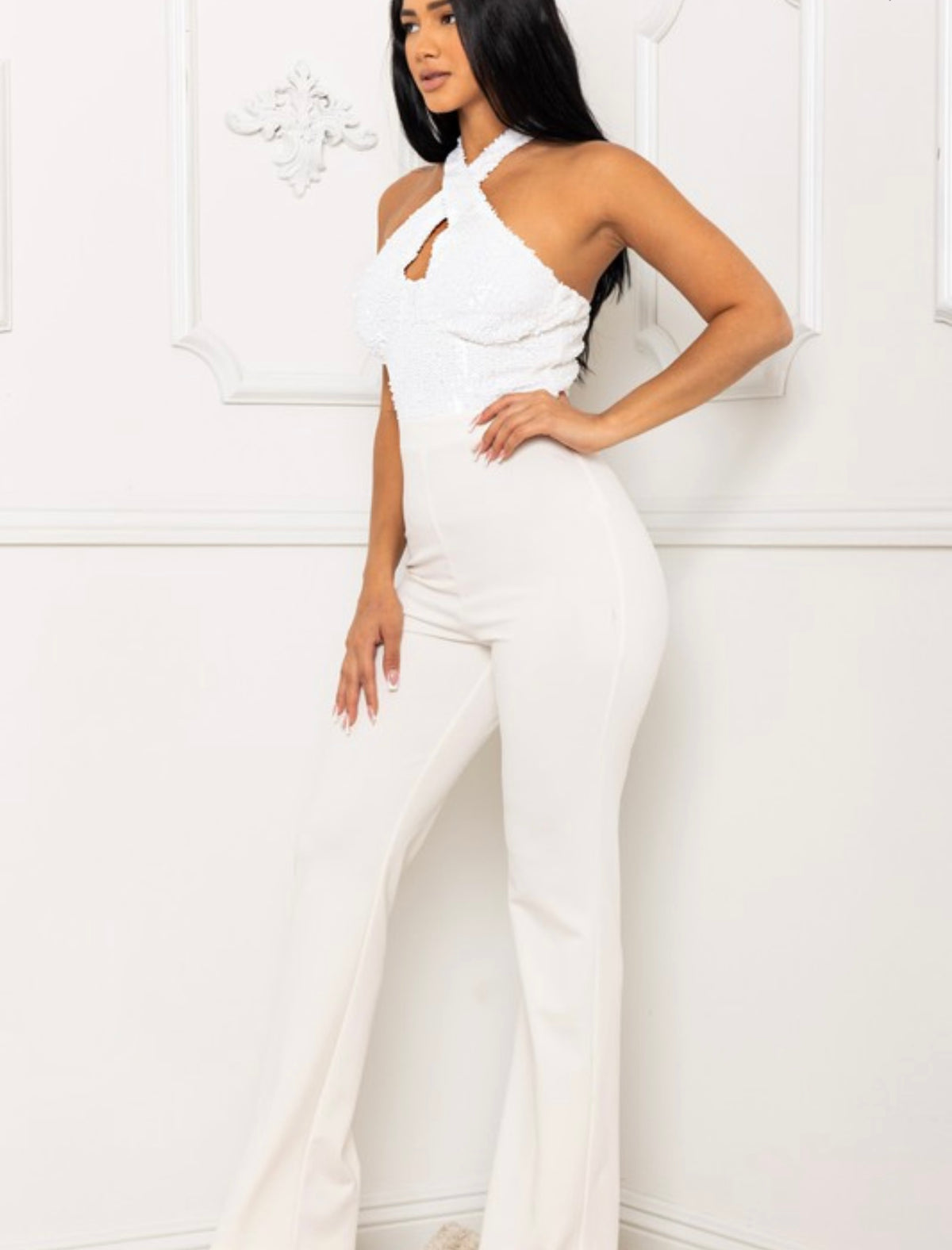 Hera Sequin Jumpsuit- Ivory