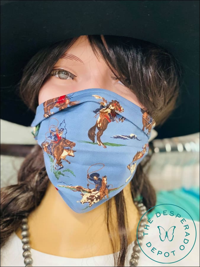 Silverado Fabric Serape Western Face Masks 4/cowgirl/blue Mask