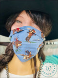 Silverado Fabric Serape Western Face Masks 4/cowgirl/blue Mask